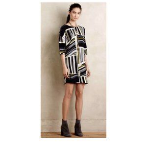 Anthropologie Weston XS Imagist Tunic Dress Pockets Green Abstract Lagenlook‎